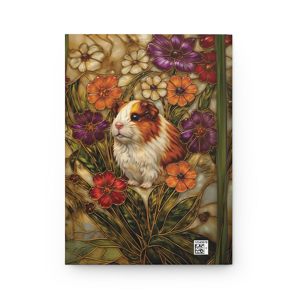 Thumbnail: Guinea Pig Faux Stained Glass Hardcover Journal — Floral Window Matte