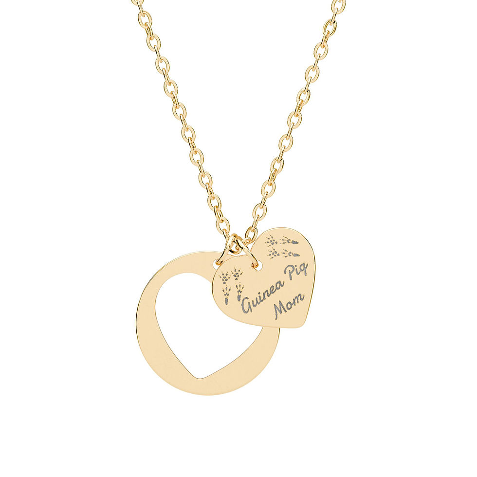 Thumbnail: Guinea Pig Mom Necklace - Paw Print Heart Pendant - Pet Lover Jewelry 
