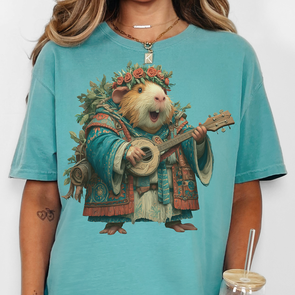 Thumbnail: Guinea Pig Music Shirt - Comfort Colors Folk Singer Tee