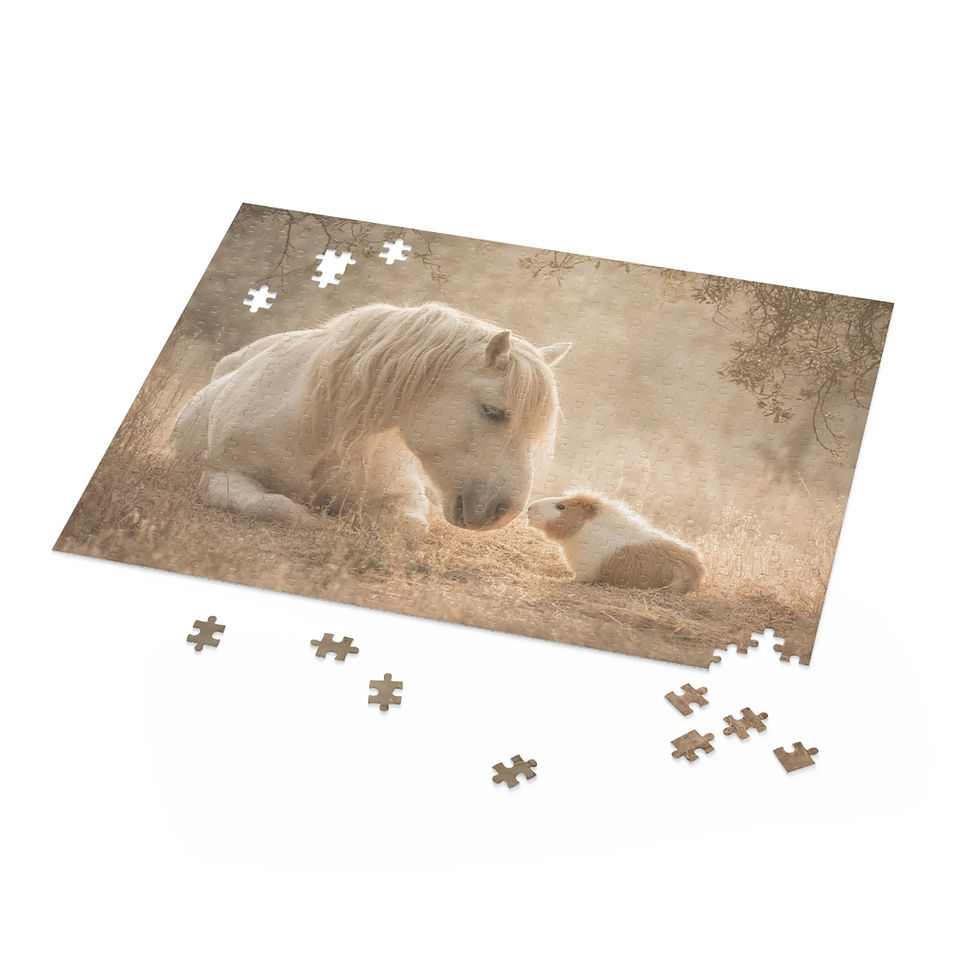 Thumbnail: Horse & Guinea Pig Puzzle - Serene Nature Jigsaw Gift - Cozy Mindful Activity 