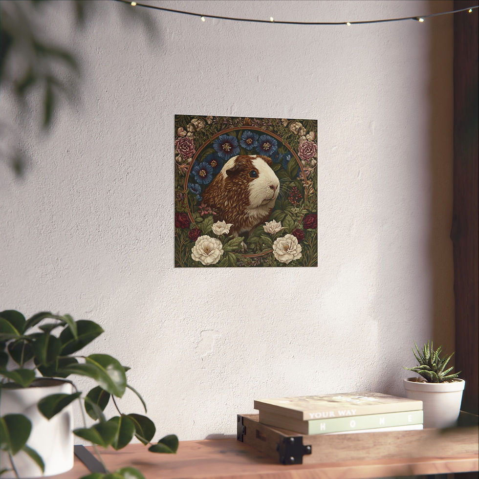 Thumbnail: Guinea Pig Botanical Art Print | Vintage Floral Animal Poster | Nature Decor 