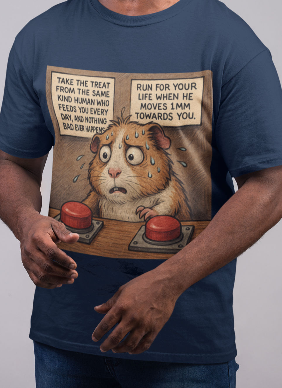 “Trust or Flee?” Guinea Pig Luxe T-Shirt – Cute and Relatable Cavy Humor