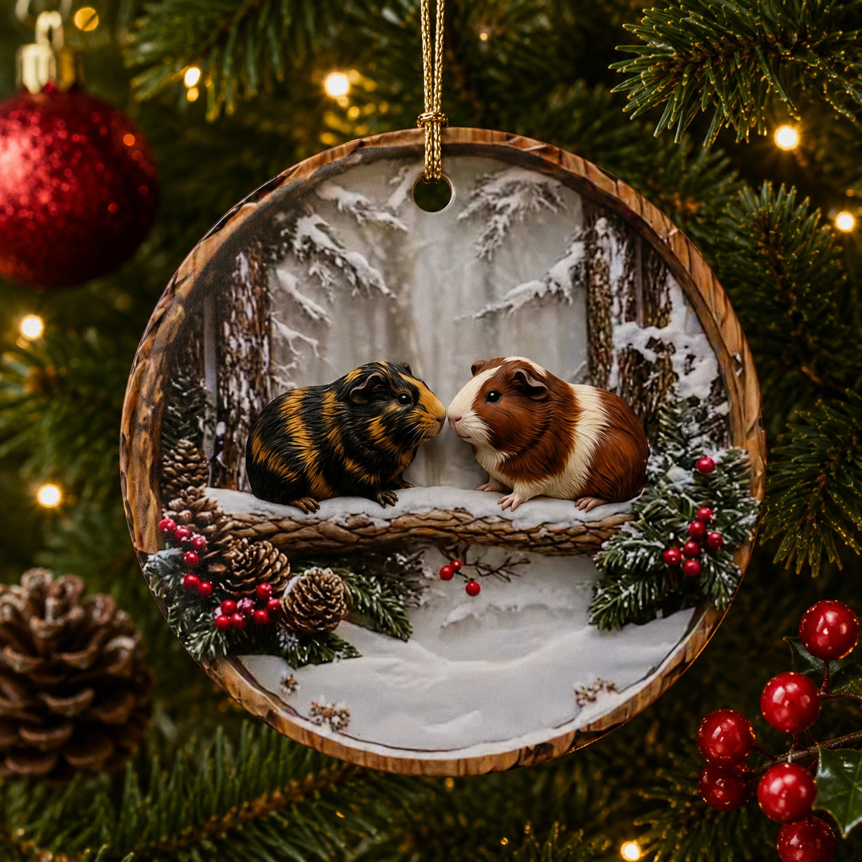 Guinea Pig Christmas Ornament — Ceramic Holiday Tree Decoration
