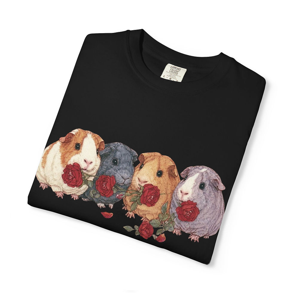 Thumbnail: Guinea Pig Rose T-Shirt, Romantic Piggie Lover Tee, Comfort Colors Tee