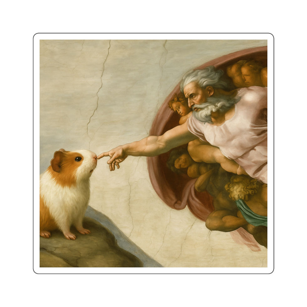 Guinea Pig Sticker - Renaissance Art Parody Square Vinyl Decal