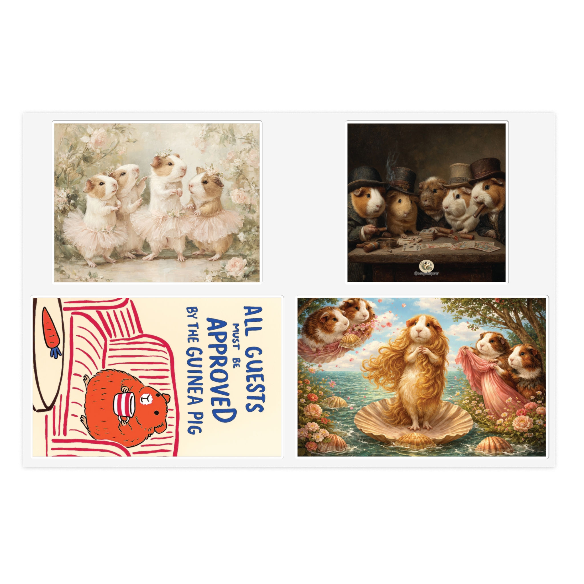 Victorian Guinea Pig Art Sticker Sheet | Sticker Sheets