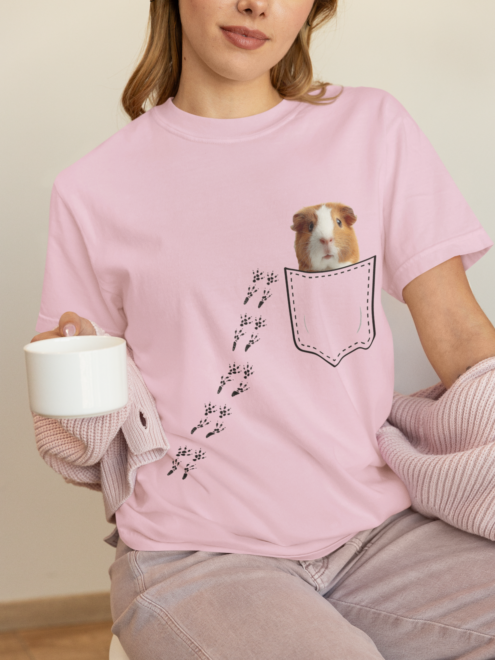 Guinea Pig Pocket T-Shirt - Cavy Shirt - Comfort Colors Tee