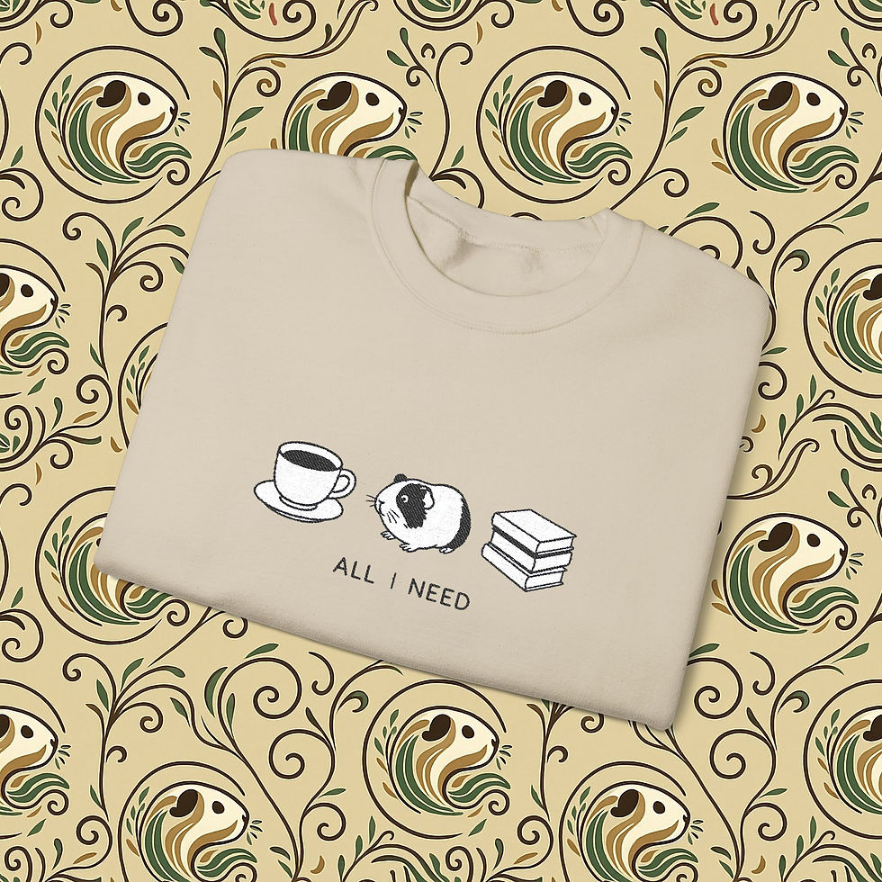 Thumbnail: All I Need Guinea Pig Embroidered Sweatshirt – Coffee, Cavies & Cozy Reads