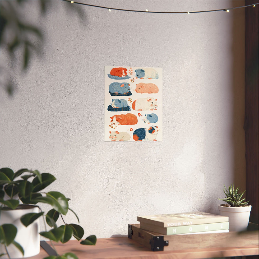 Thumbnail: Cozy Guinea Pigs Matte Vertical Posters | Cute Guinea Pig Wall Art