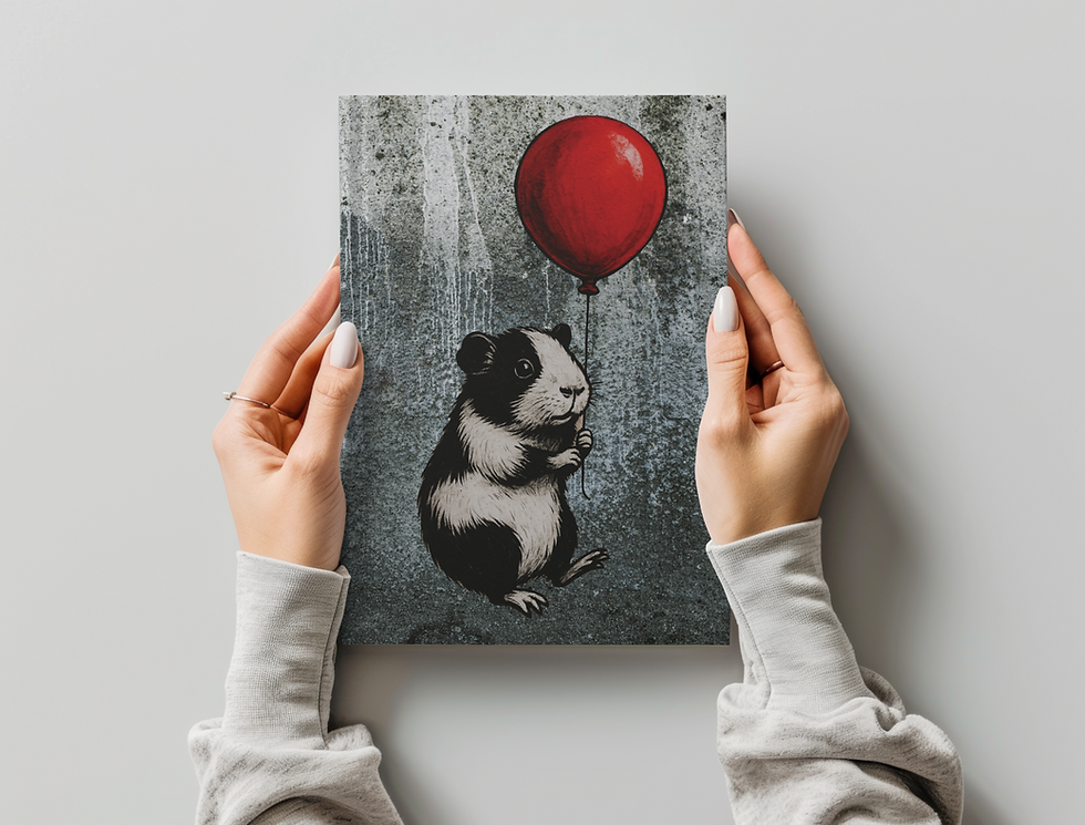 Thumbnail: Guinea Pig with Red Balloon Hardcover Journal — Street Art Graffiti Design