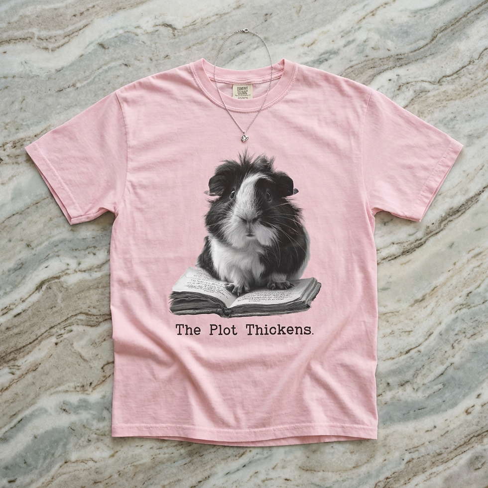 Thumbnail: Guinea Pig Reading T-Shirt — "The Plot Thickens" Book Lover Tee
