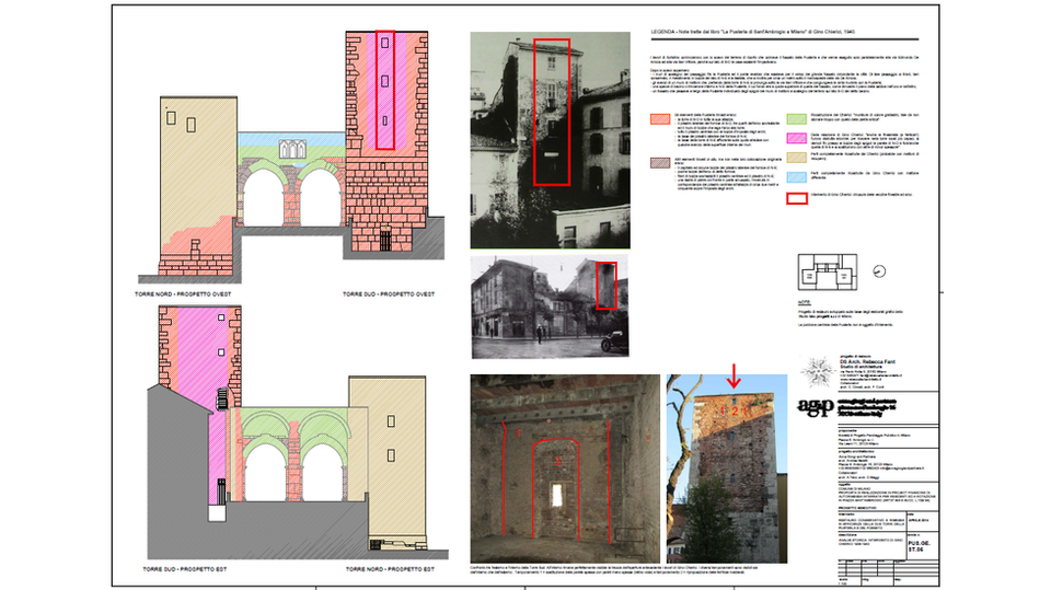 Struttura interna delle Torri della Pusterla di Milano