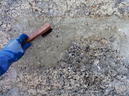 Restauratore spazzola il muro