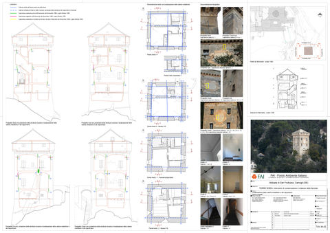 Sezionamento e piante della Torre