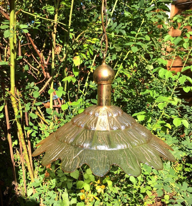 Miniaturbild: Wasserfall-Deckenleuchte aus bernsteinfarbenem Eisglas