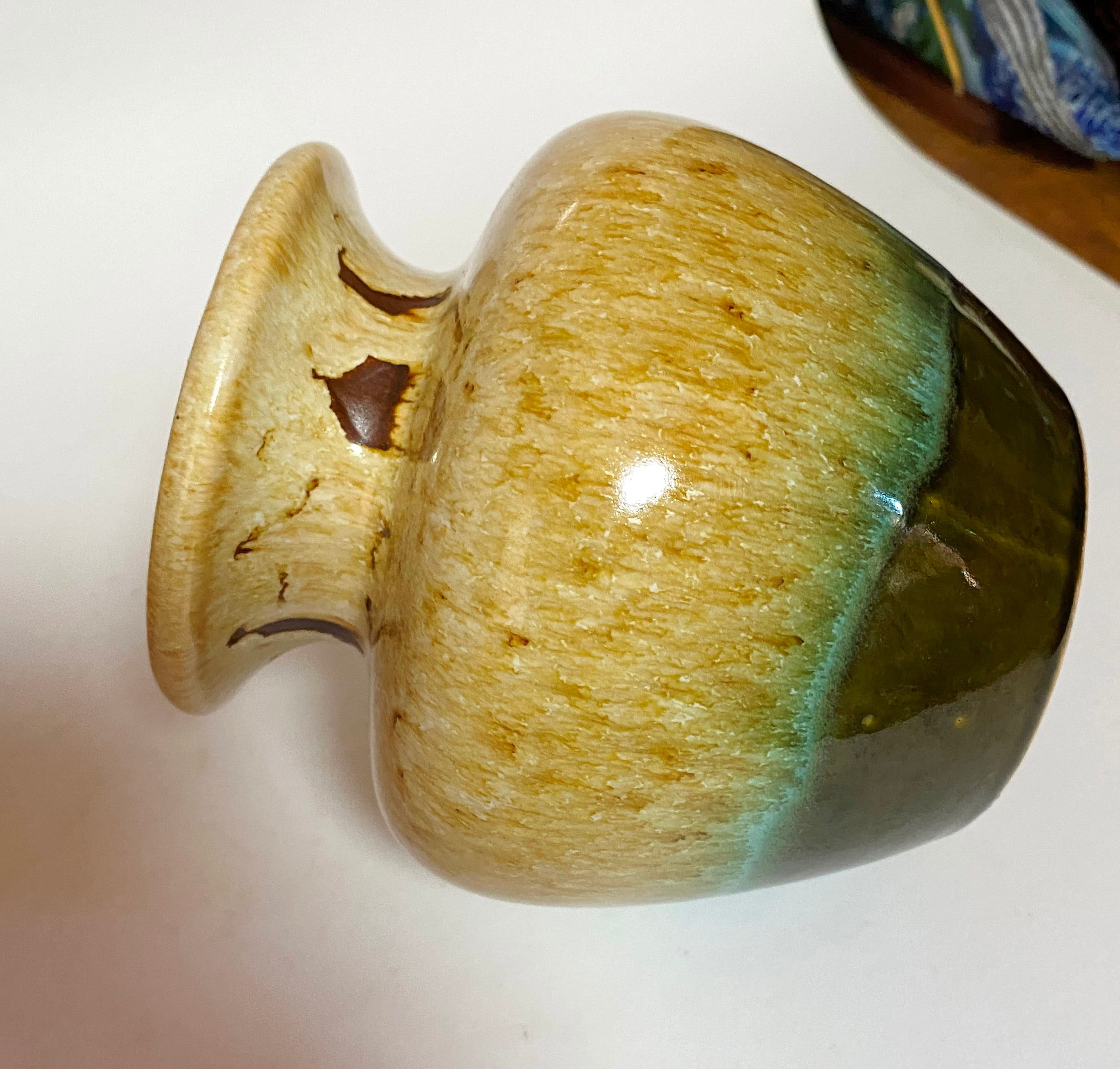 Art-déco-Keramikvase mit türkis-grüner und goldener Laufglasur