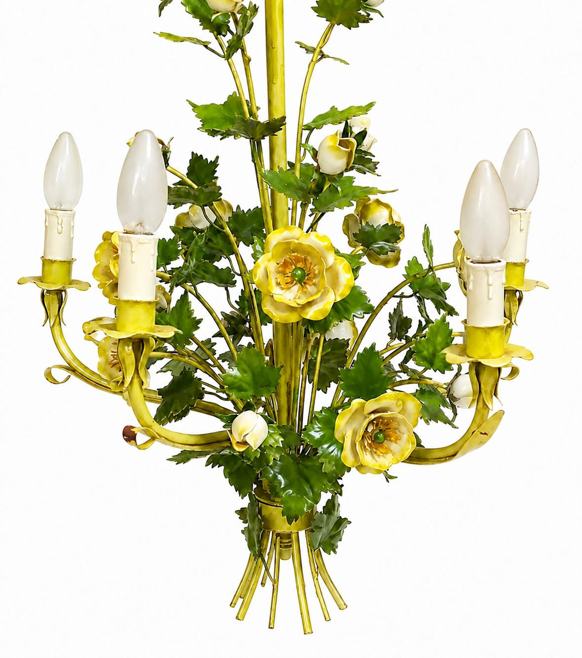 Florentiner Blumen-Kronleuchter mit fünf elektrischen Lichtstellen