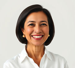 Corporate Headshot in front of a light blank background.__Middle aged woman of italian and