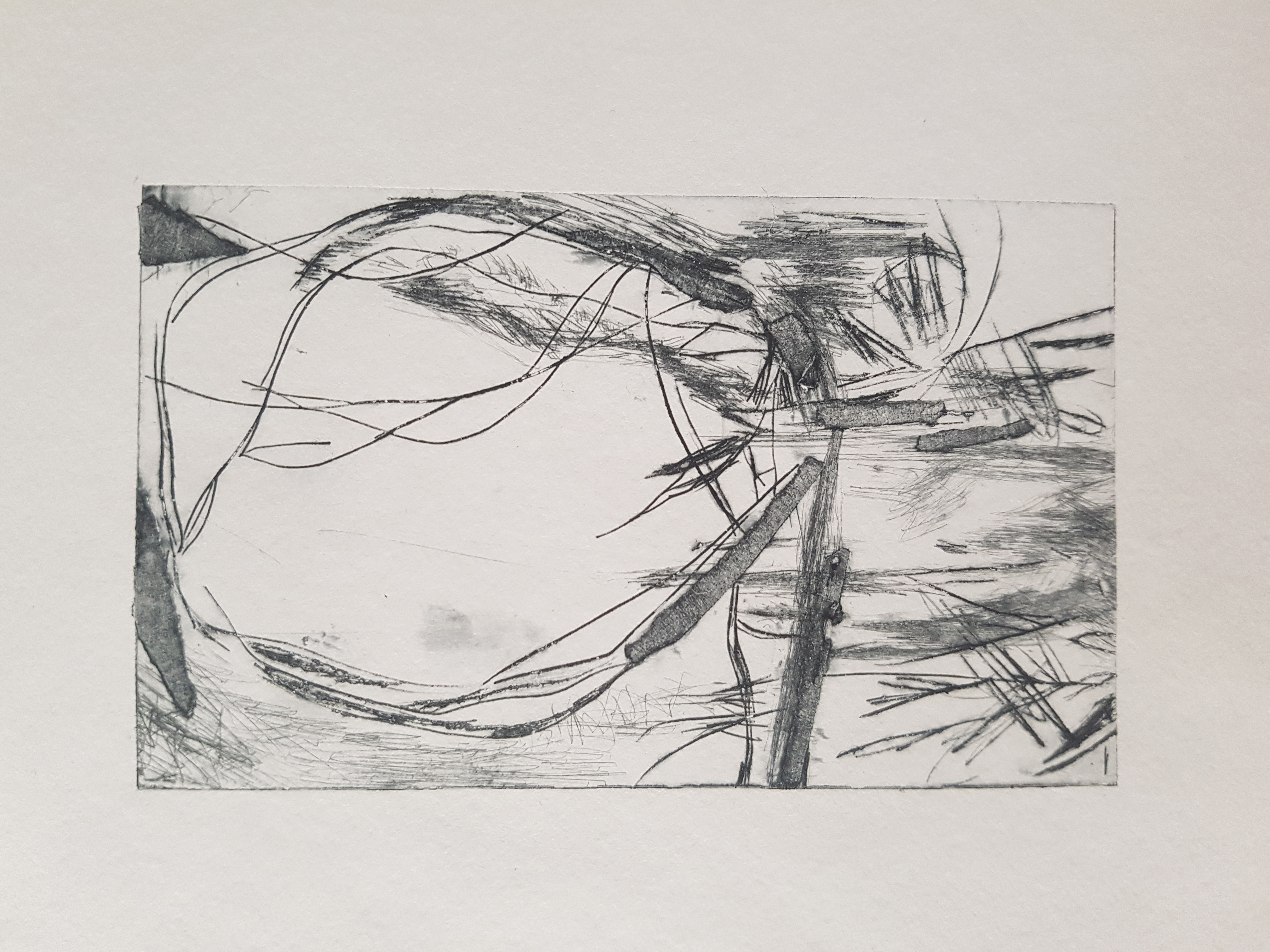 Dry point etching of landscape