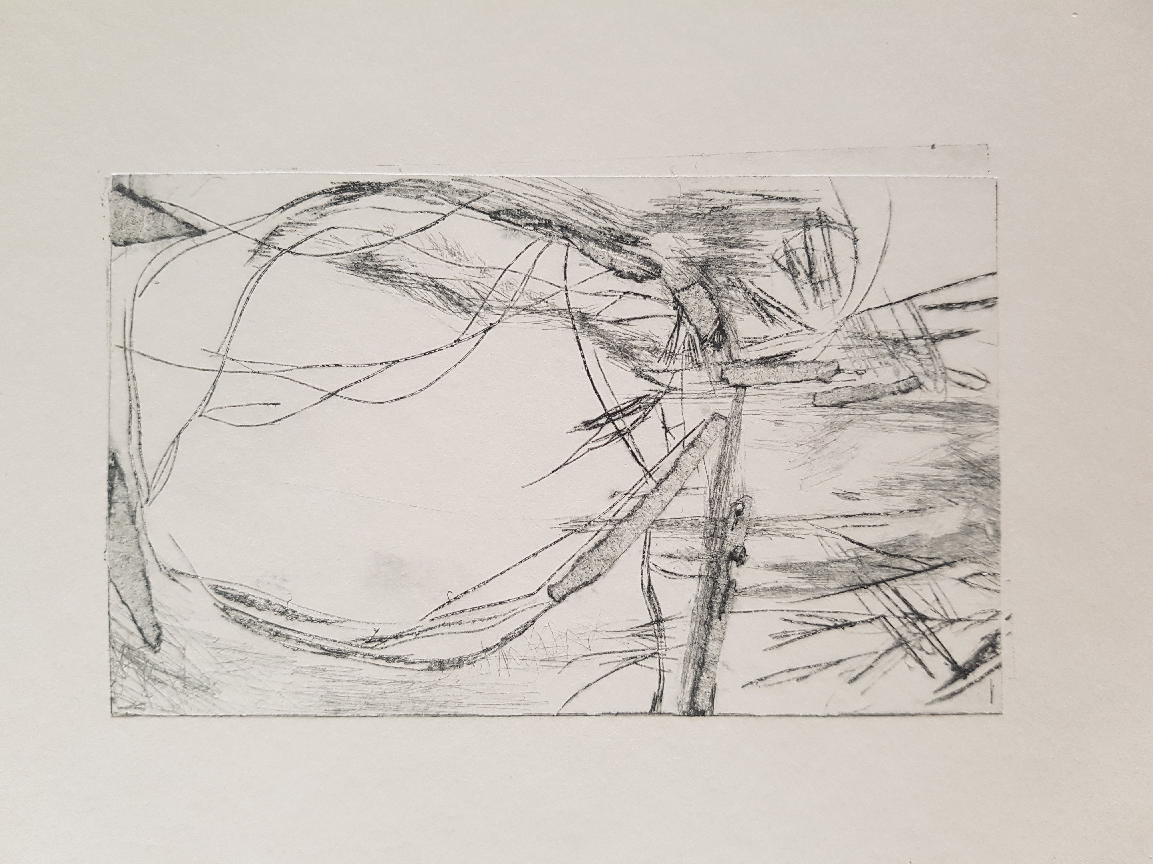 Drypoint etching of a landscape