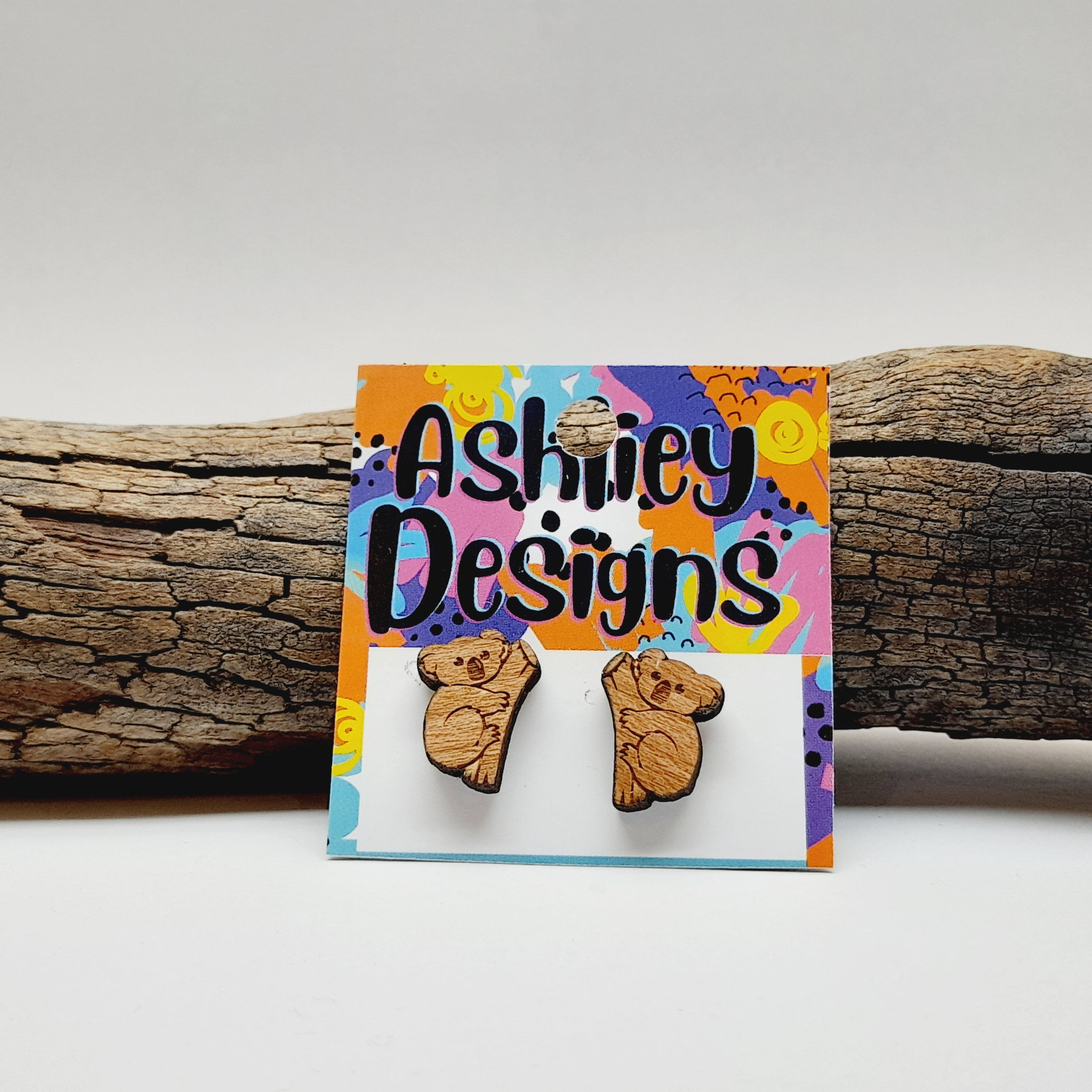 Wood Koala Studs