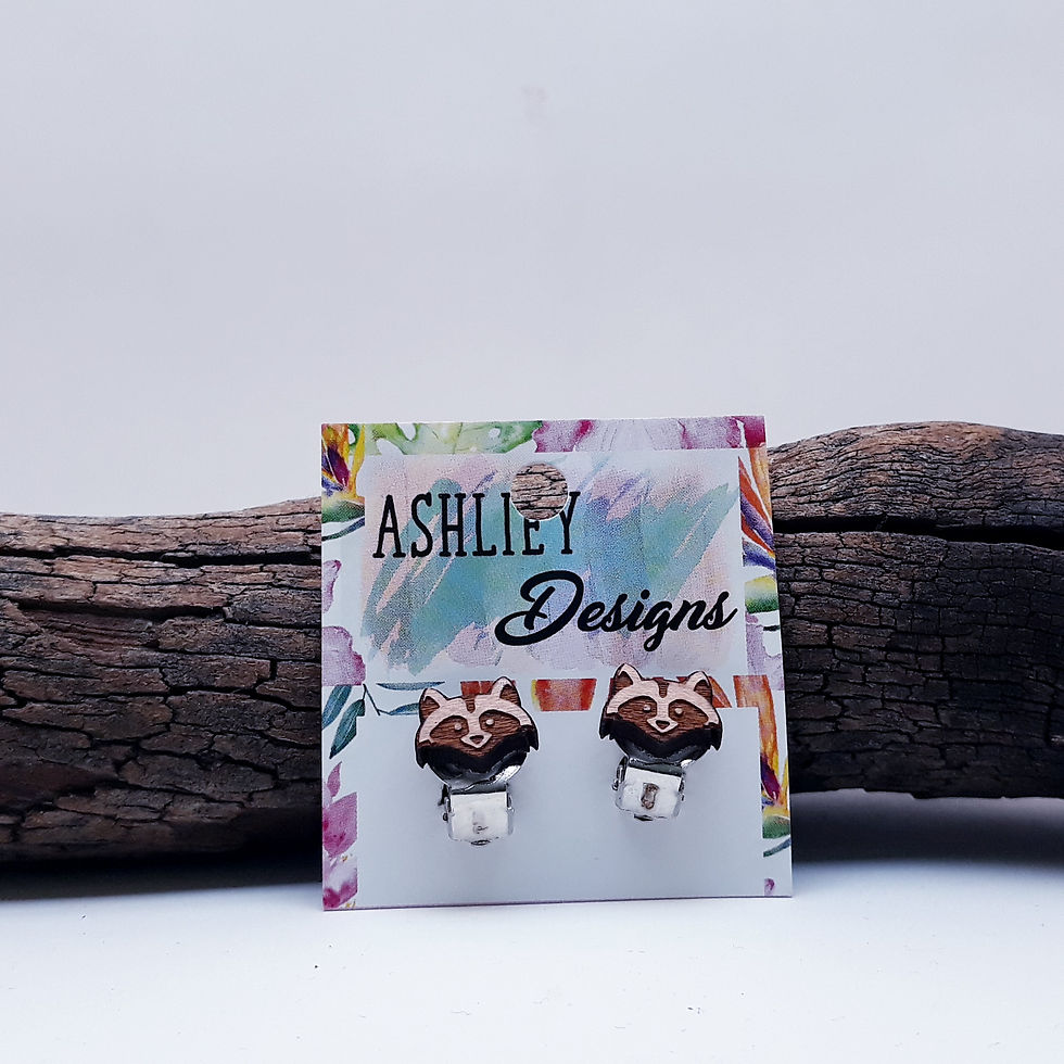 Wood Racoon Clip-Ons