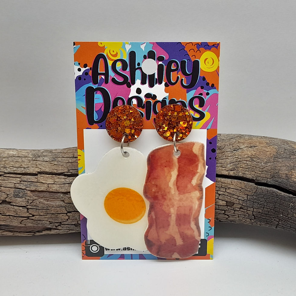 Egg & Bacon Stud Dangles