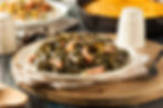 Collard Greens
Collard Greens are prepared with, garlic, onions, red and green peppers. Choose your preference of either smoked turkey or pork to be added in.