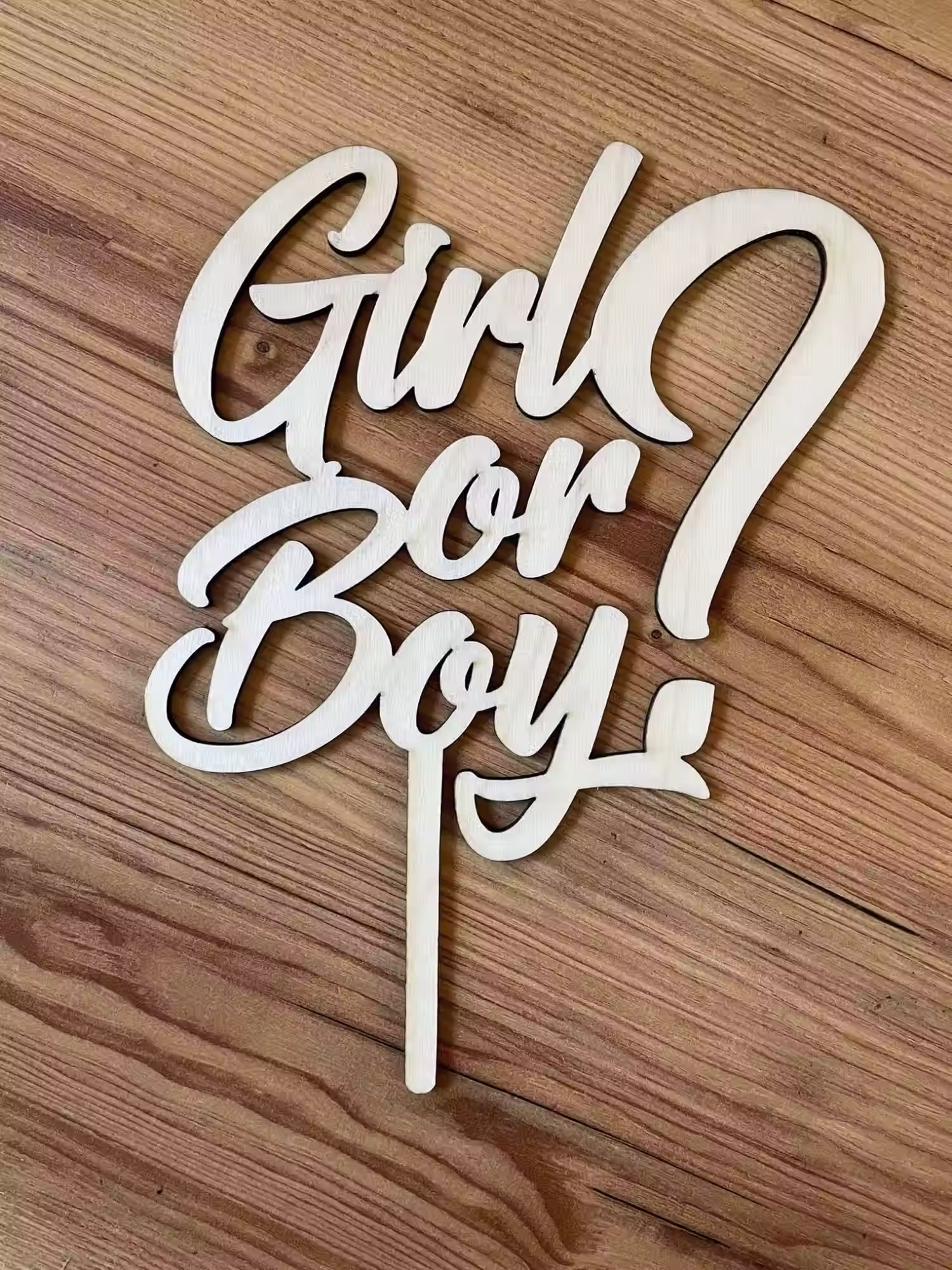 Cake Topper Girl or Boy – personalisierte Tortendeko für Gender Reveal Party aus Holz