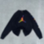 Front of a stylized black Jordan crewneck sweatshirt.