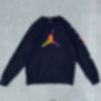 Front of a black Jordan crewneck sweatshirt.