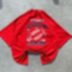 Front of a stylized red football tournament shirt.