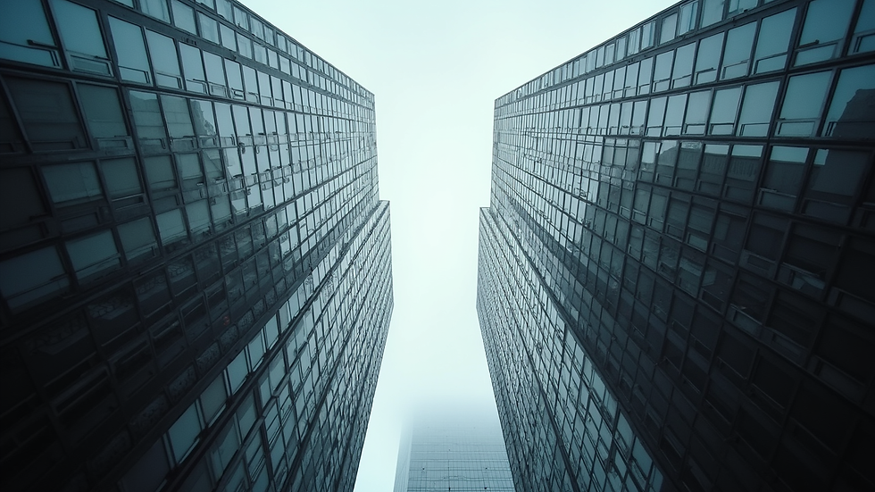 Eye-level view of a modern office building in New York City