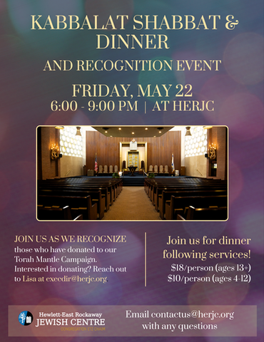 Shavuot Shabbat Dinner & Torah Mantle Recognition