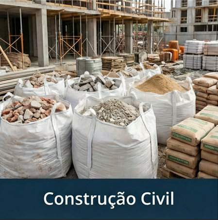 Sacos com entulho e construção civil, em obra com Sacaria