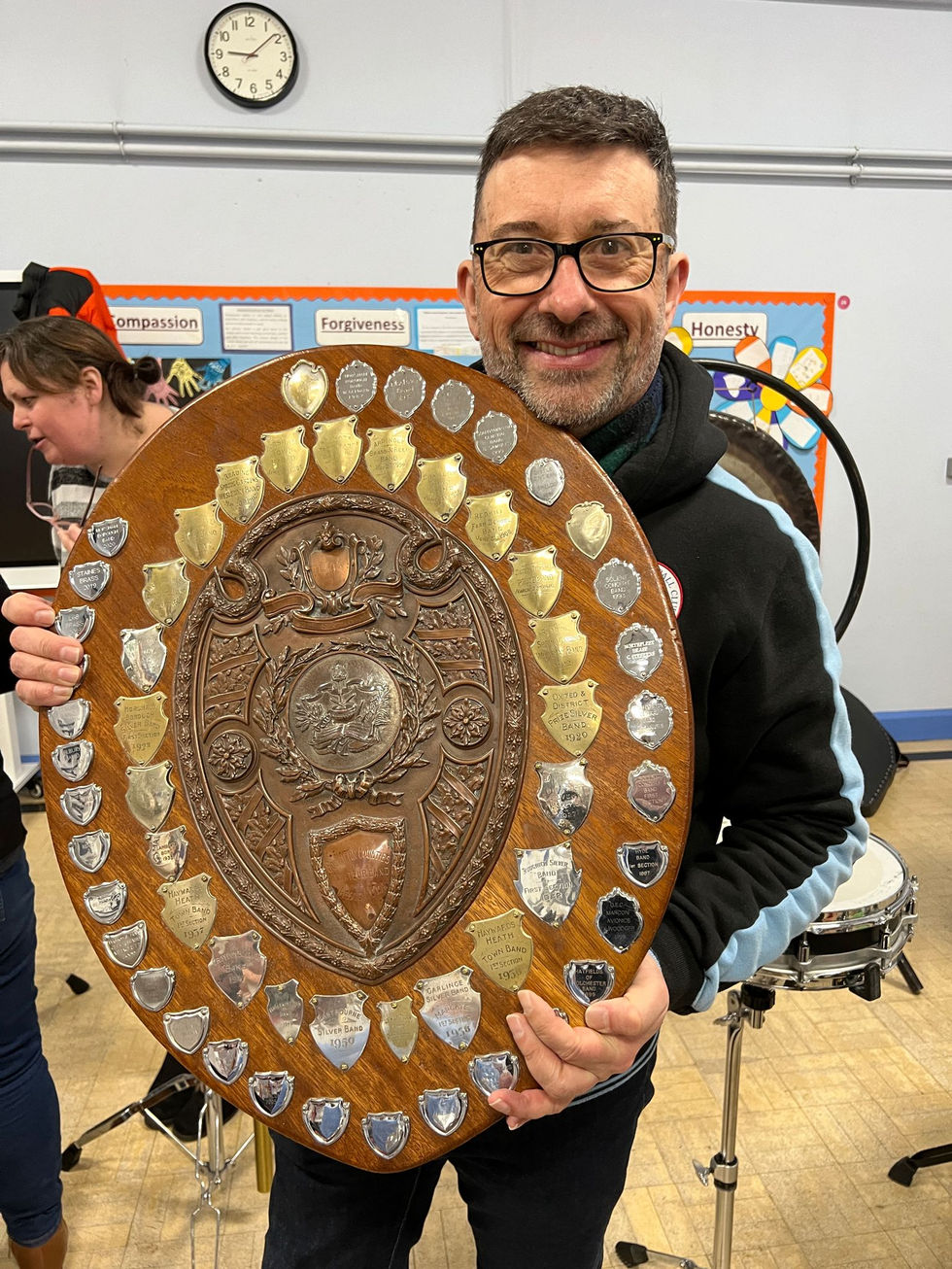 Eb Bass/Percussion Phil with 2nd section winning trophy