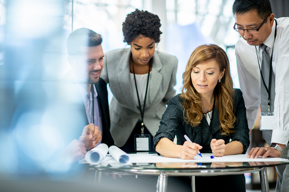 Group of logistics professionals creating logistics strategy