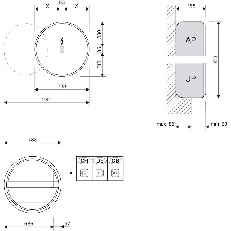 Miniaturbild: Spiegelschrank Schneider Lune D2W Schwarz matt Lichtfarbe stufenlos verstellbar 