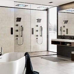 Open Concept Shower With Chromotherapy Rain Head