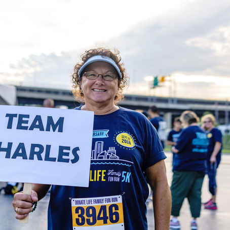 Proud mom, Jeannette Campion representing Team Charles at Infinite Legacy's Annual Fun Run in honor of her son, Charles.