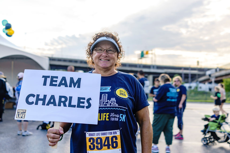 Proud mom, Jeannette Campion representing Team Charles at Infinite Legacy's Annual Fun Run in honor of her son, Charles.