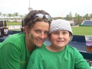 Sam and Leigh as baseball game.