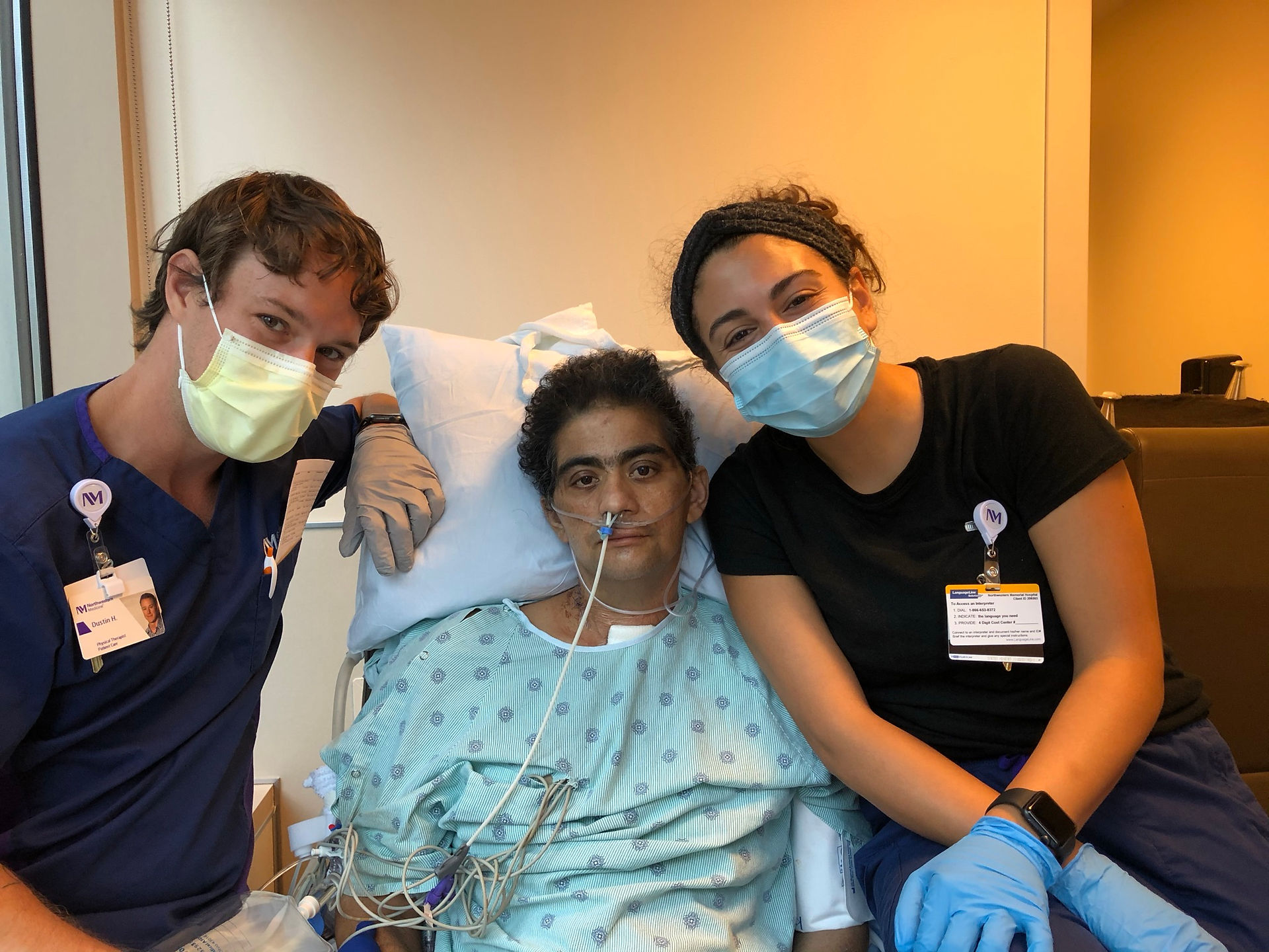 Leo with the hospital staff who helped him while he was at the hospital.