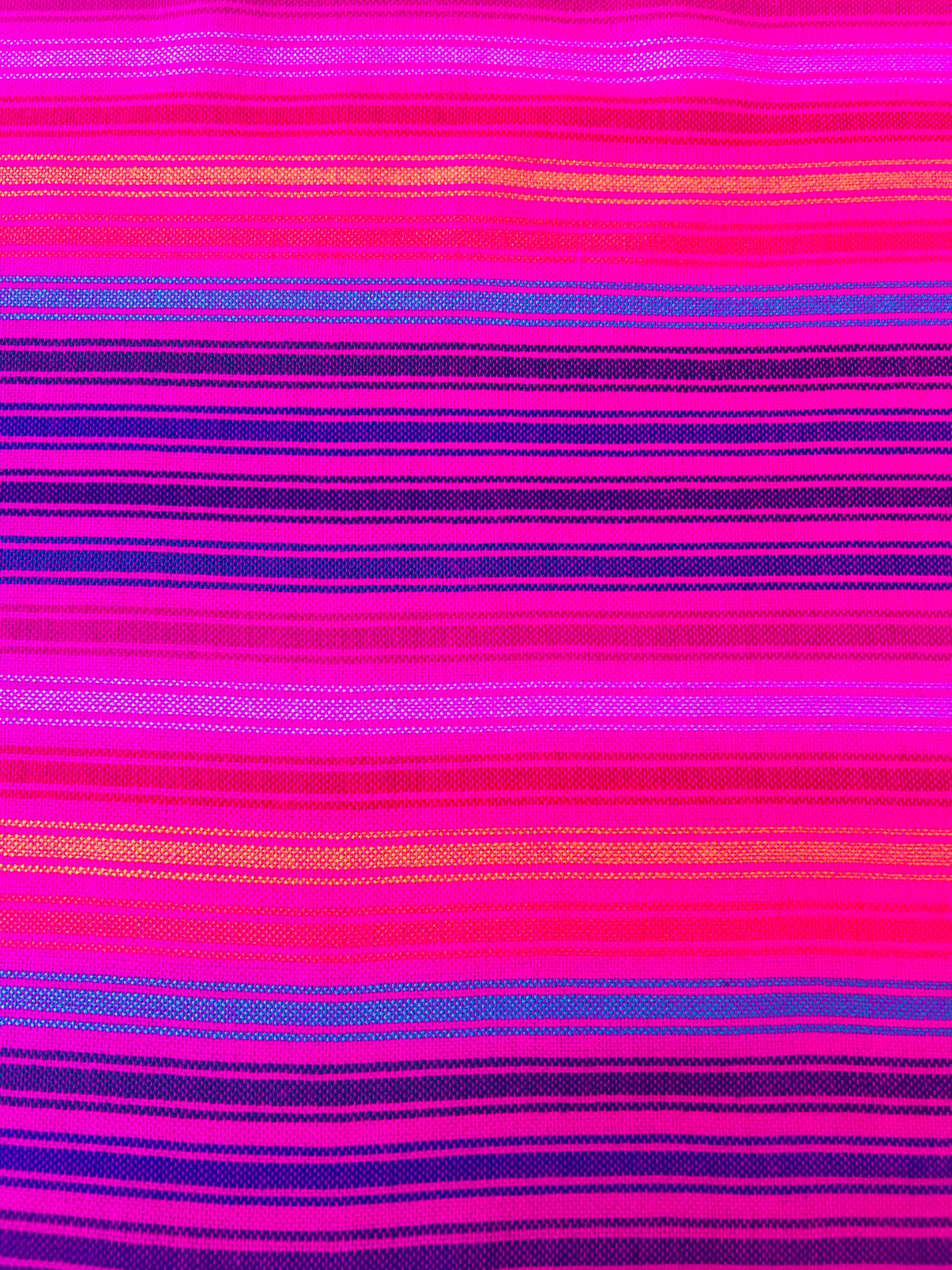 fabric from mexico in pink with blue stripes