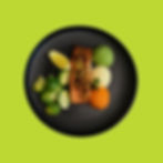 Salmon coated pistachio & parsnip, sweet potato, green peas puree Fit