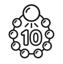 Icon showing the number 10 inside a circular bead pattern