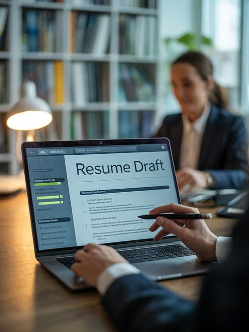 Laptop showing CV document being edited