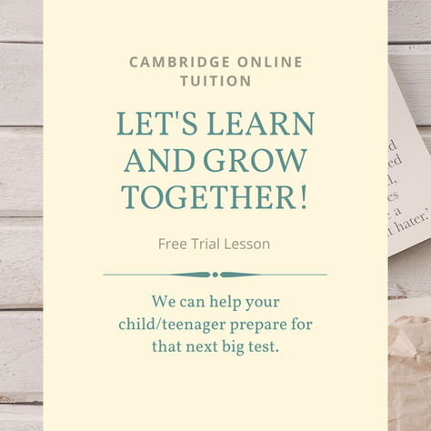 Free Trial Lesson with Cambridge Online Tuition....