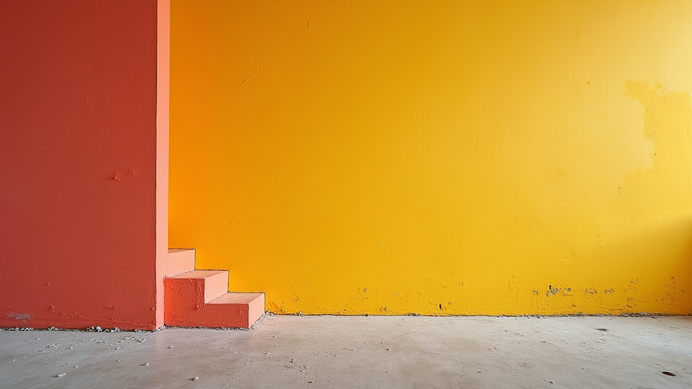 Eye-level view of a freshly painted wall with a vibrant color
