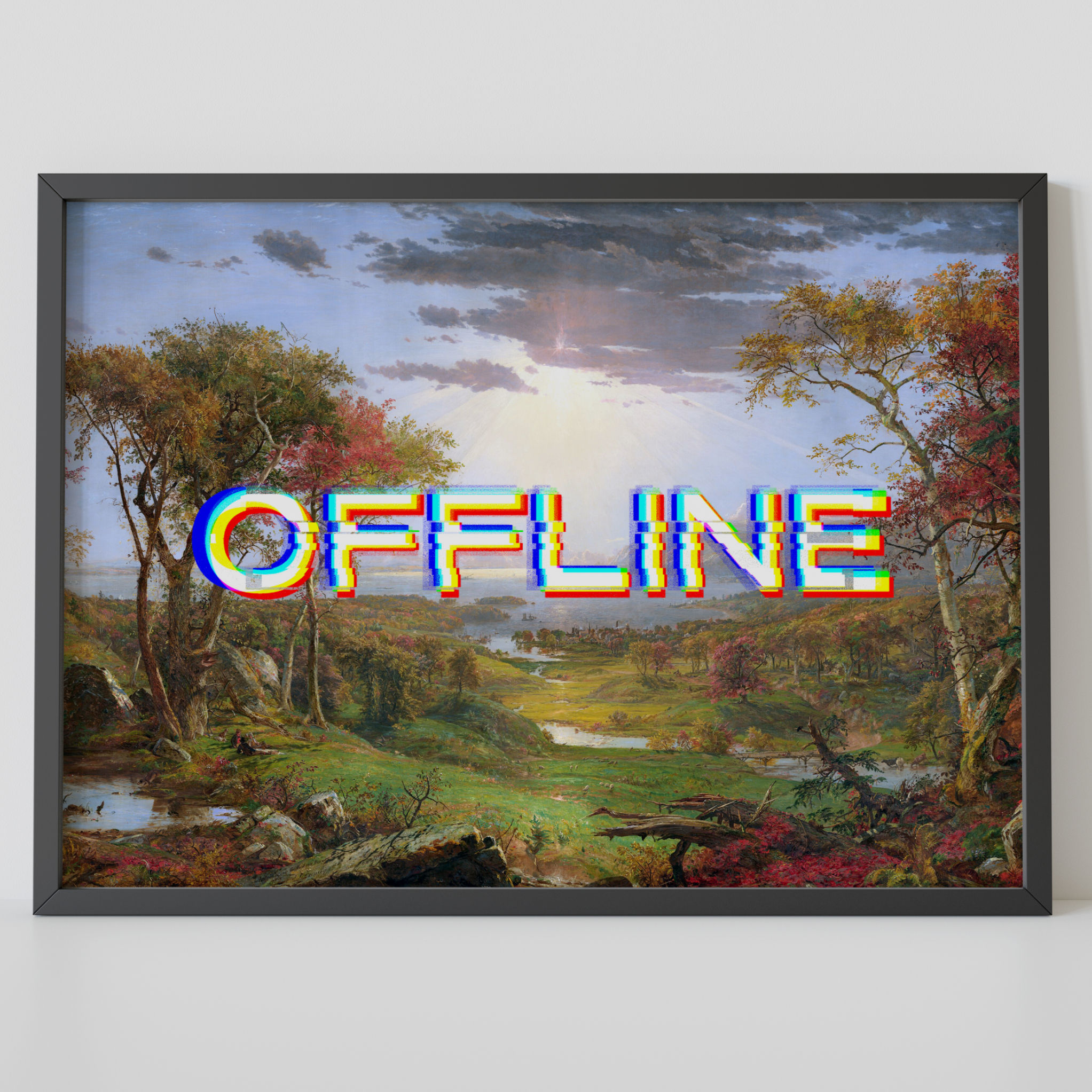 Offline – Glitch Art Over Historical Landscape – Photo Paper Poster